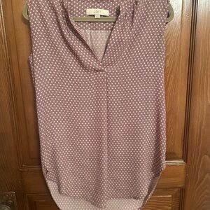 LOFT Women's Maroon Patterned Blouse